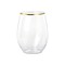 Smarty Had A Party 16 oz Clear with Gold Elegant Stemless Plastic Wine Glasses 64 Glasses, 64PK 3716-G-CASE - alternate 1